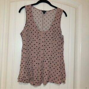 Torrid Pink & Black Polka Dot Button Up Sleeveless Blouse Size 1X